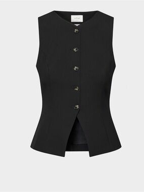 Regal Black Button-Front Vest